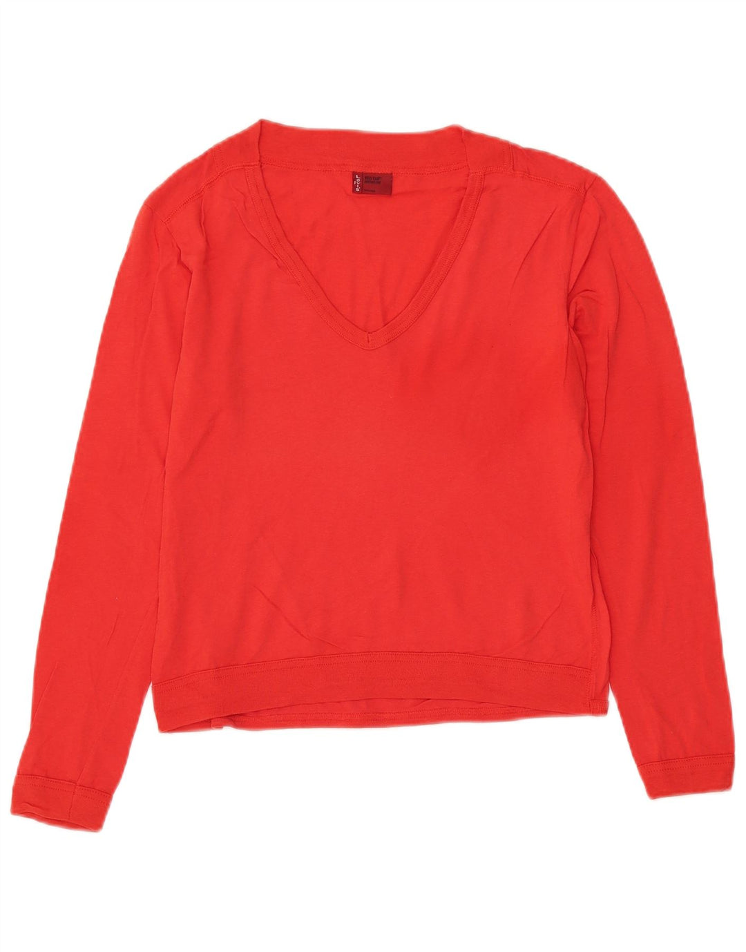 LEVI'S Womens Crop V-Neck Jumper Sweater UK 12 Medium Red Cotton