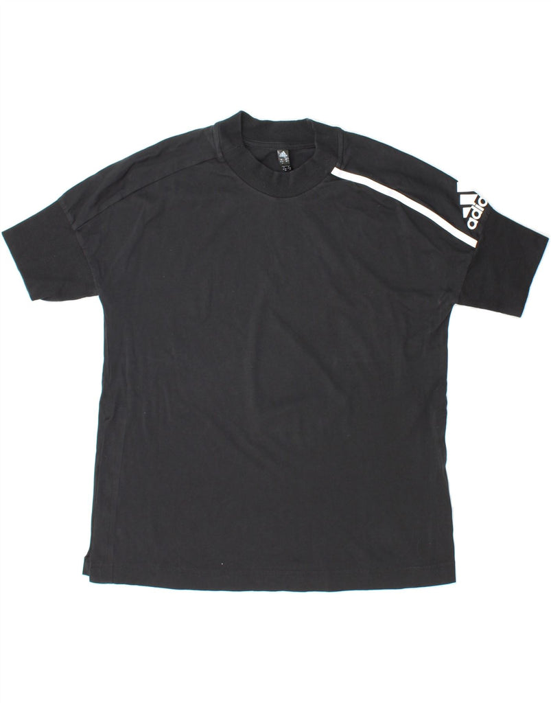 ADIDAS Womens Graphic T-Shirt Top UK 12/14 Medium Black Cotton Vintage Adidas and Second-Hand Adidas from Messina Hembry 