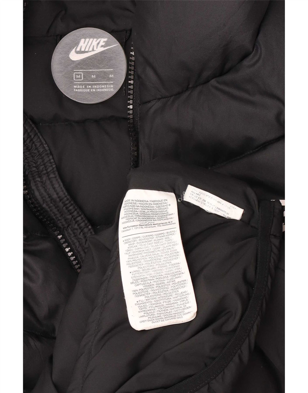 Nike Mens Hooded Padded Jacket UK 38 Medium Black Polyester