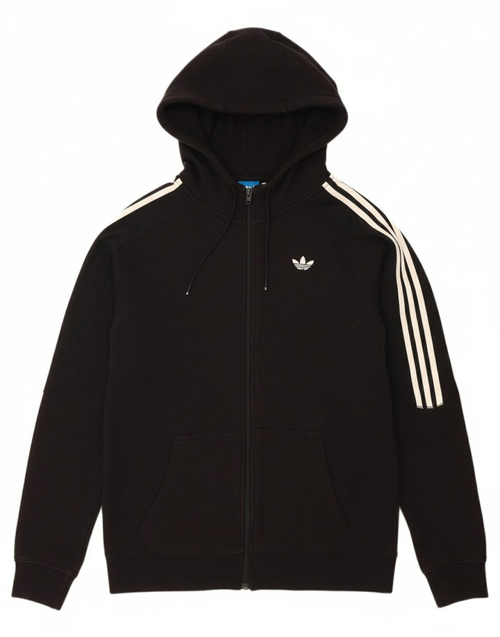 ADIDAS Mens Zip Hoodie Sweater Small Black Cotton