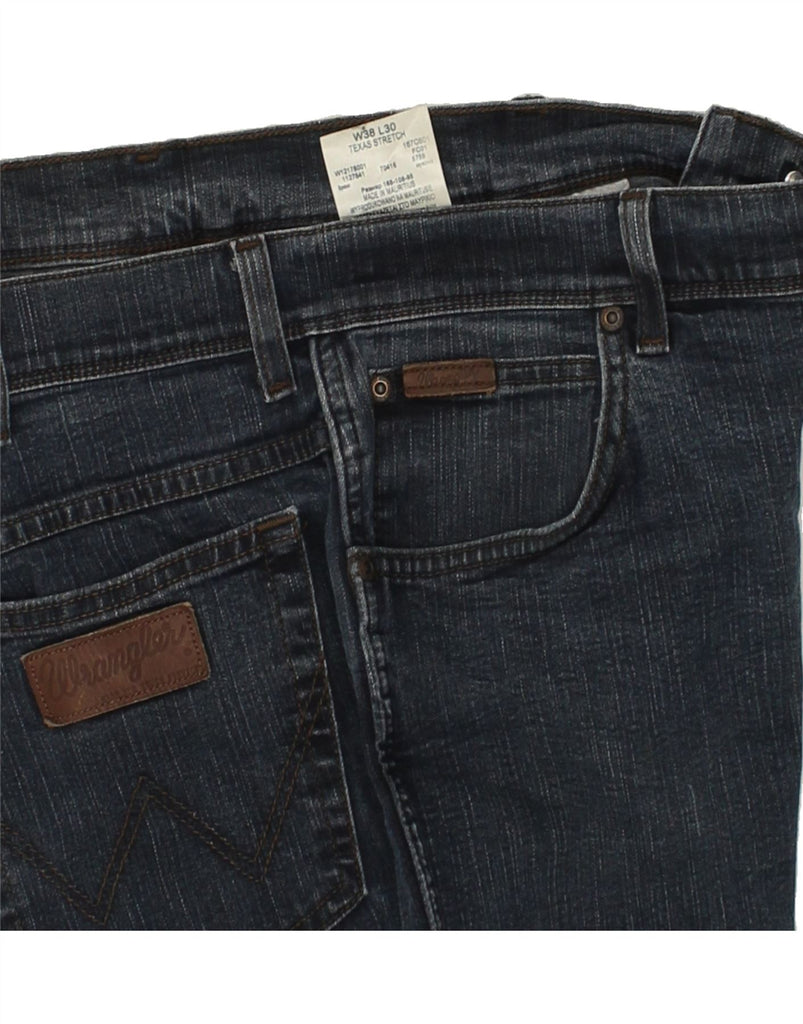 WRANGLER Mens Texas Stretch Slim Jeans W38 27  Navy Blue Cotton | Vintage Wrangler | Thrift | Second-Hand Wrangler | Used Clothing | Messina Hembry 