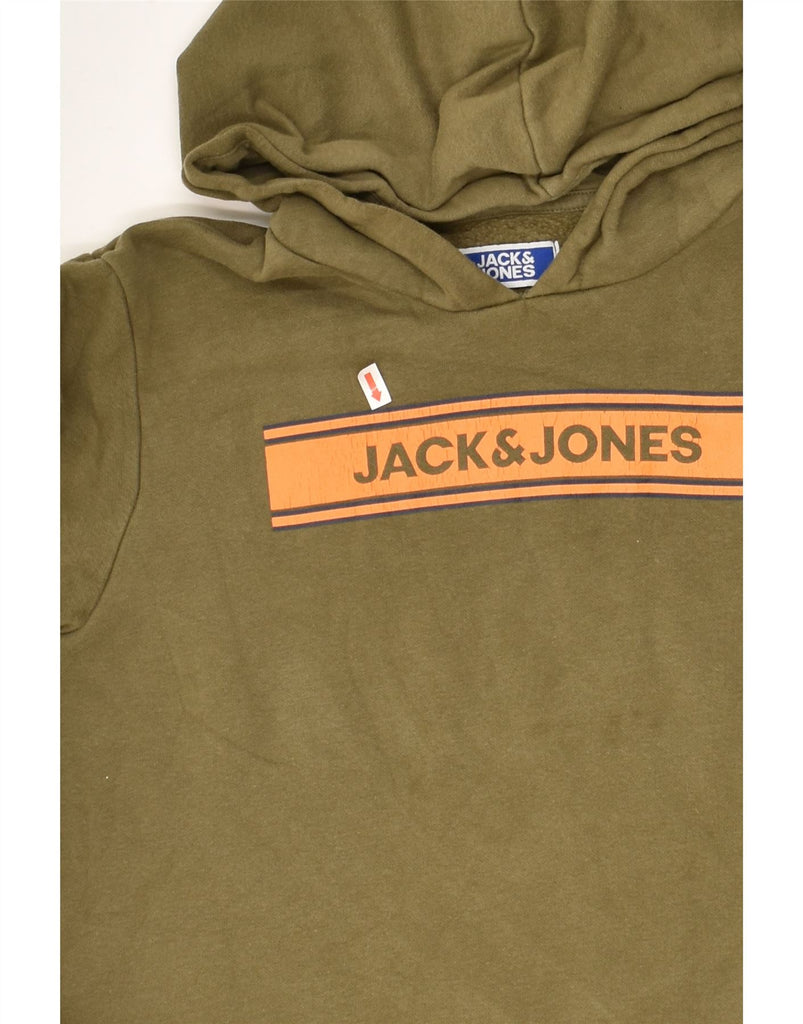 JACK & JONES Boys Graphic Hoodie Jumper 15-16 Years Khaki Cotton | Vintage Jack & Jones | Thrift | Second-Hand Jack & Jones | Used Clothing | Messina Hembry 