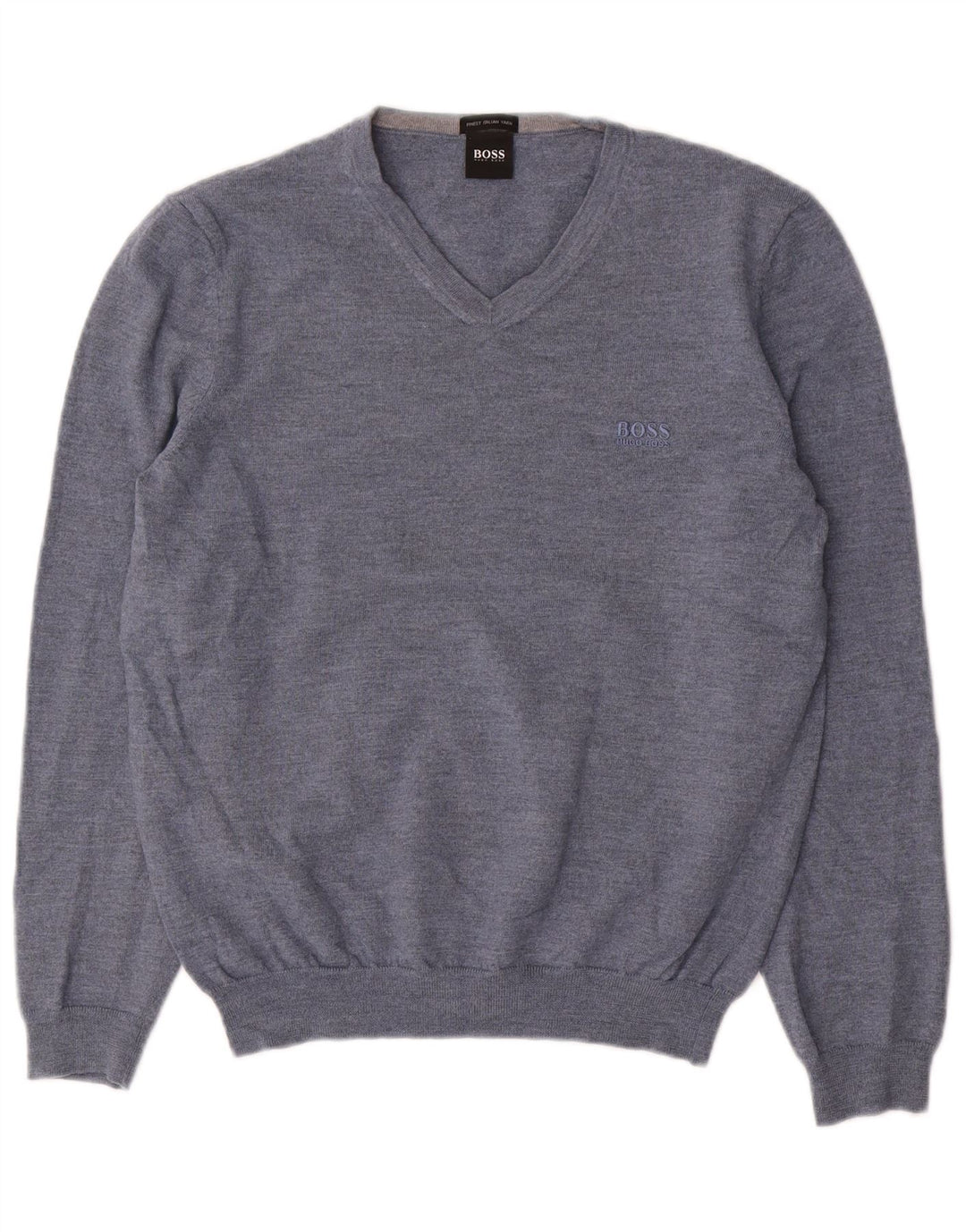 HUGO BOSS Mens V-Neck Jumper Sweater Large Blue