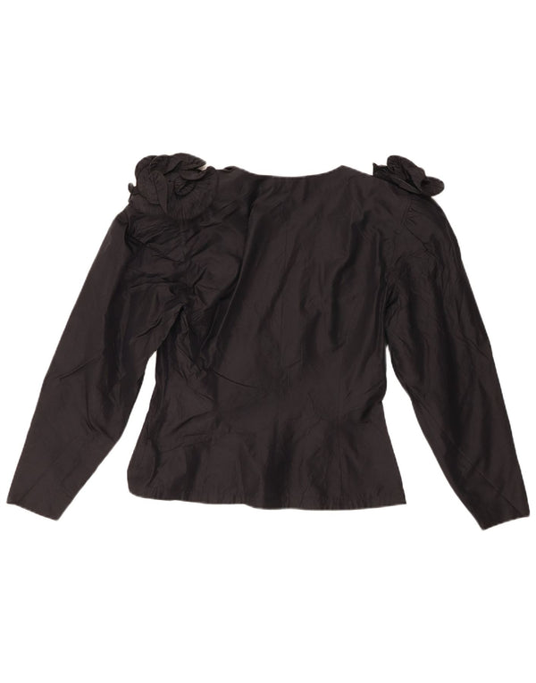 Pancaldi & B Womens Oversized Shirt Blouse UK 2 2XS Black Silk