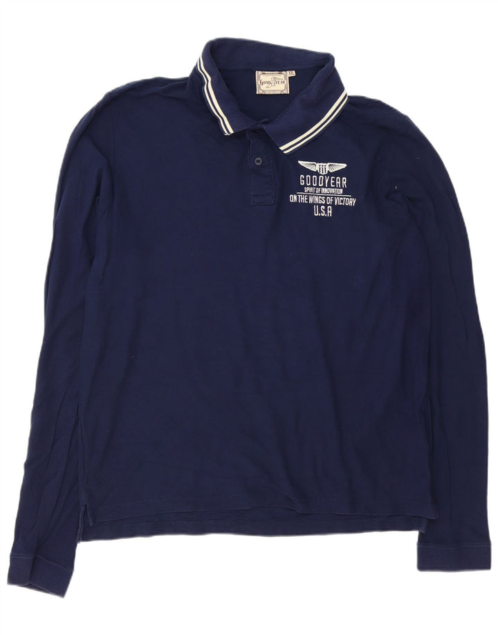 GOOD YEAR Mens Long Sleeve Polo Shirt 2XL Navy Blue