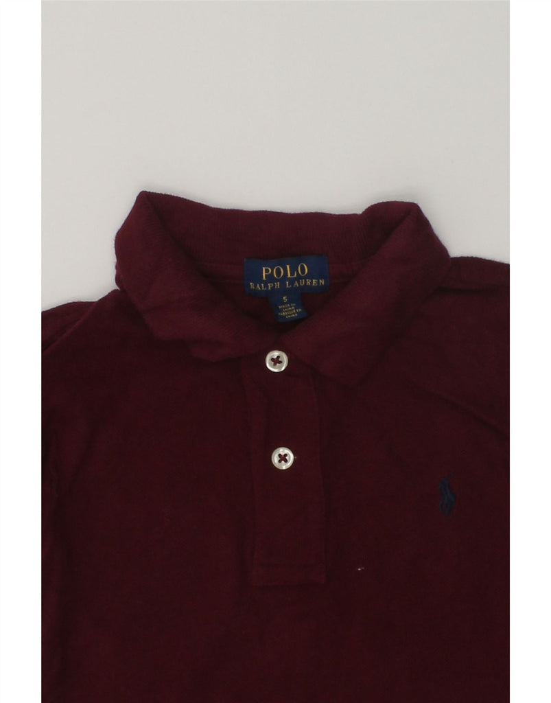 POLO RALPH LAUREN Boys Long Sleeve Polo Shirt 4-5 Years Burgundy Cotton | Vintage Polo Ralph Lauren | Thrift | Second-Hand Polo Ralph Lauren | Used Clothing | Messina Hembry 