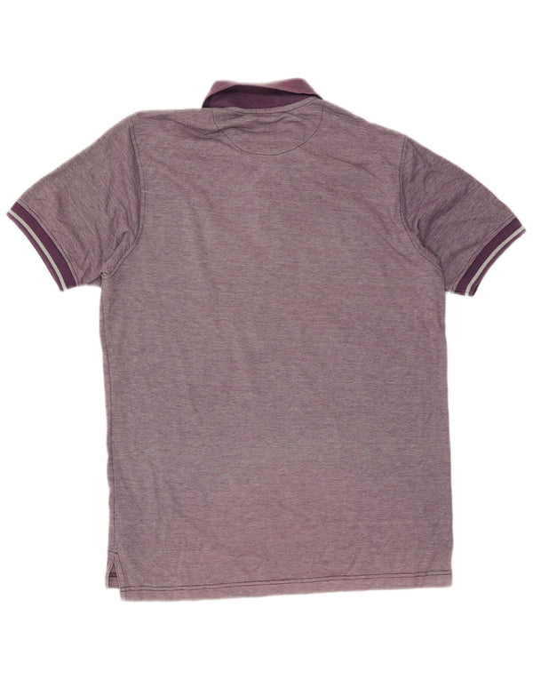 Pierre Cardin Mens Polo Shirt Large Purple Pinstripe Cotton