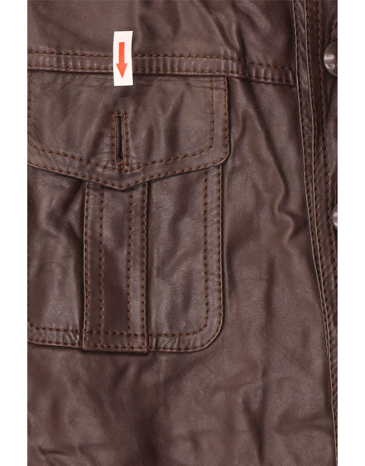Vintage Mens Leather Jacket UK 36 Small Brown