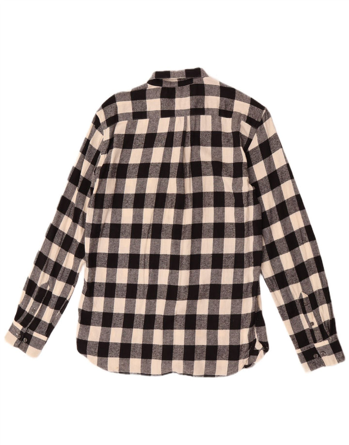 French Connection Mens Flannel Shirt Medium Black Check Cotton