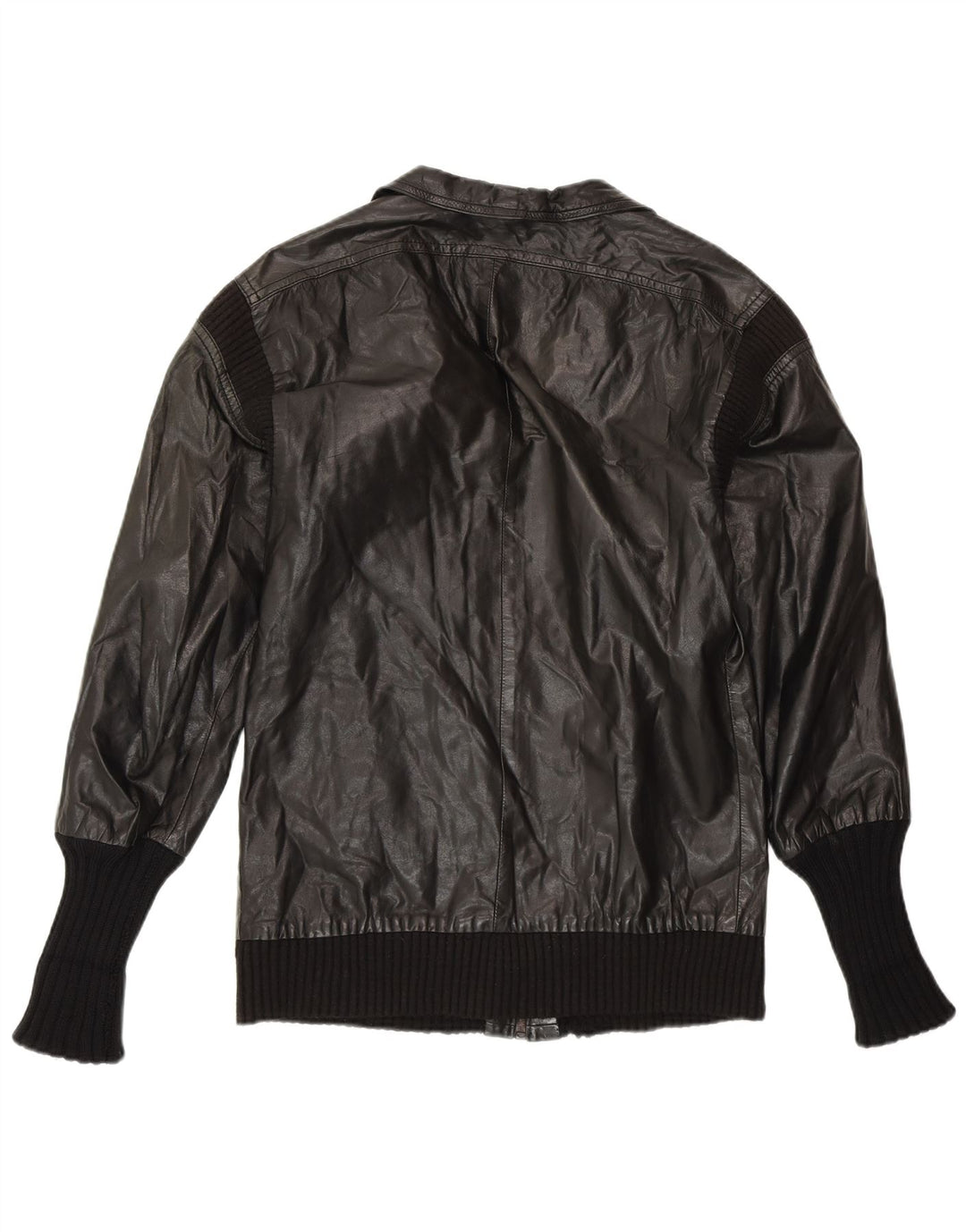 VINTAGE Womens Leather Jacket UK 14 Medium Black Leather