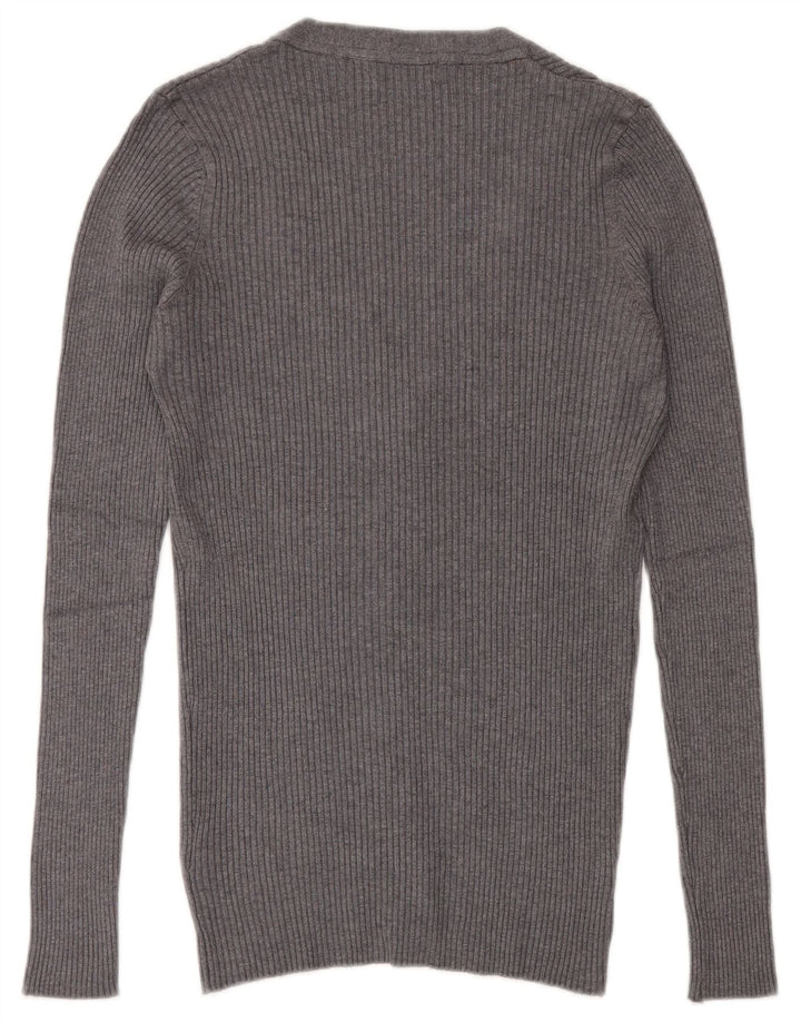 Zara Mens Cardigan Sweater Medium Grey Viscose