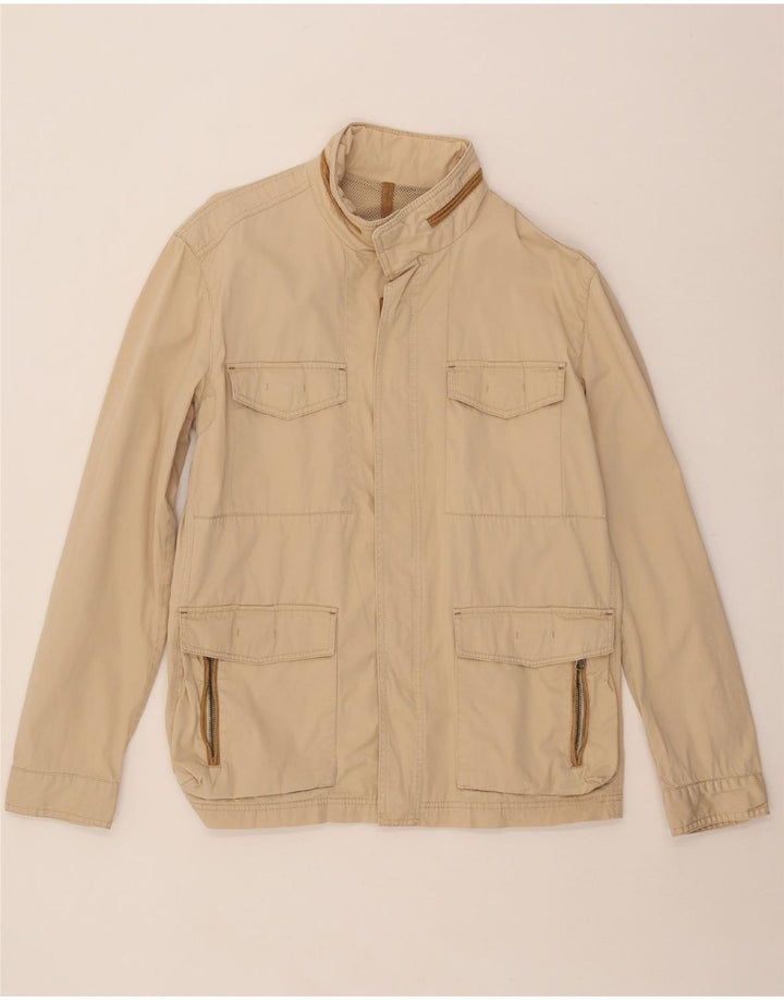 MASSIMO DUTTI Mens Utility Jacket UK 42 XL Beige Cotton