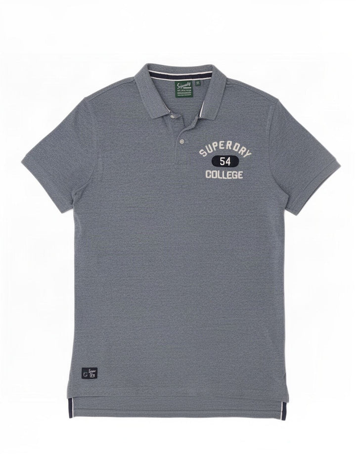 Superdry Mens Graphic Polo Shirt Large Blue Cotton