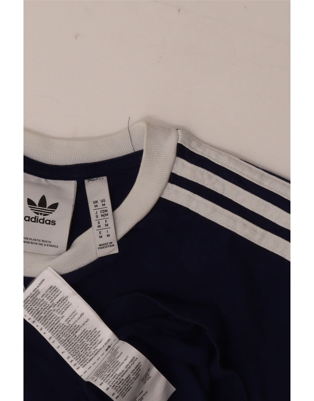 Adidas Mens T-Shirt Top Medium Navy Blue Colourblock Cotton