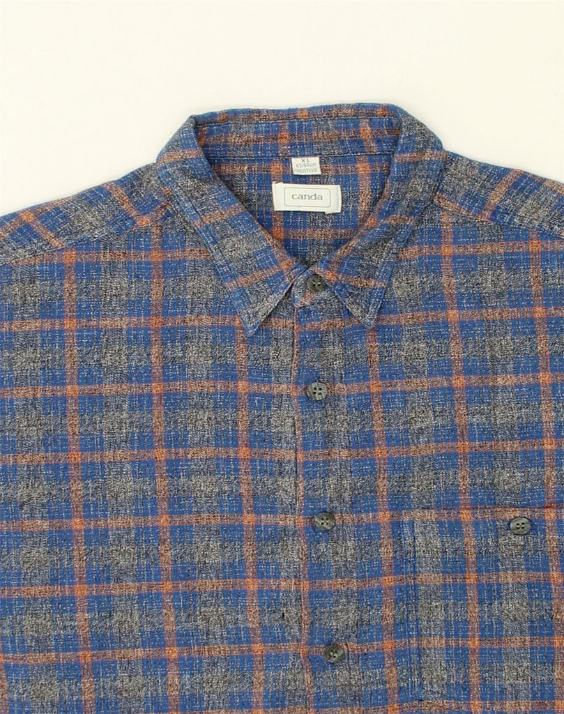 CANDA Mens Shirt Size 43/44 XL Blue Check Cotton | Vintage Canda | Thrift | Second-Hand Canda | Used Clothing | Messina Hembry 