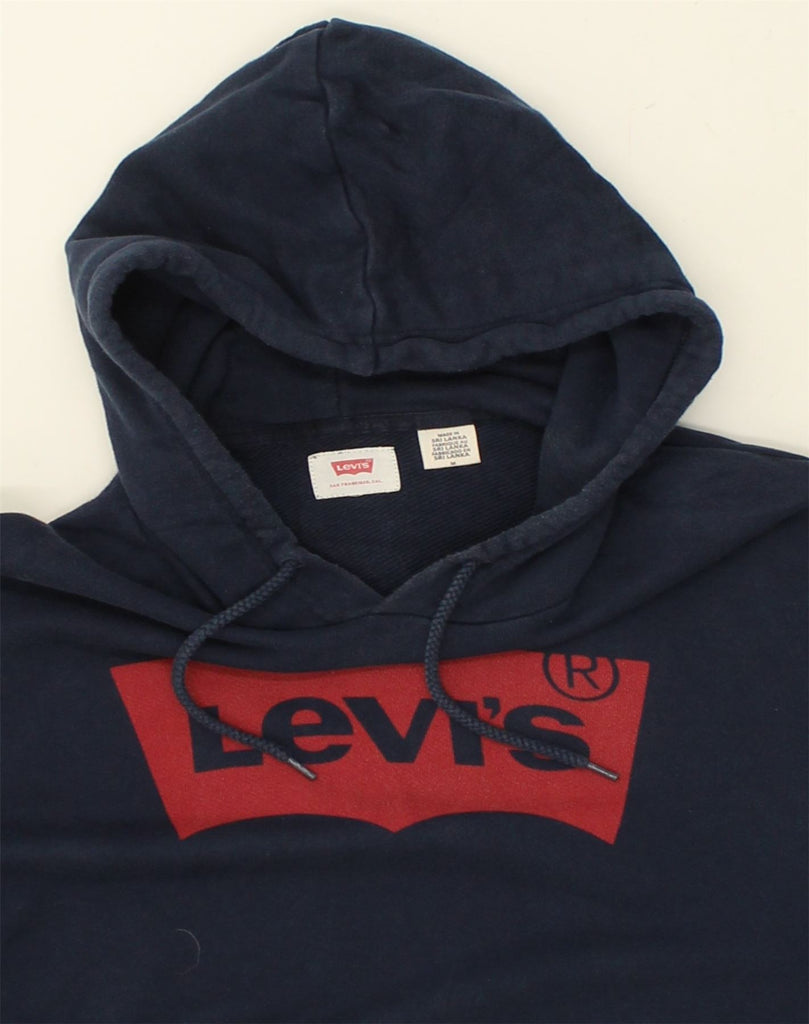 LEVI'S Mens Graphic Hoodie Jumper Medium Navy Blue Cotton | Vintage Levi's | Thrift | Second-Hand Levi's | Used Clothing | Messina Hembry 