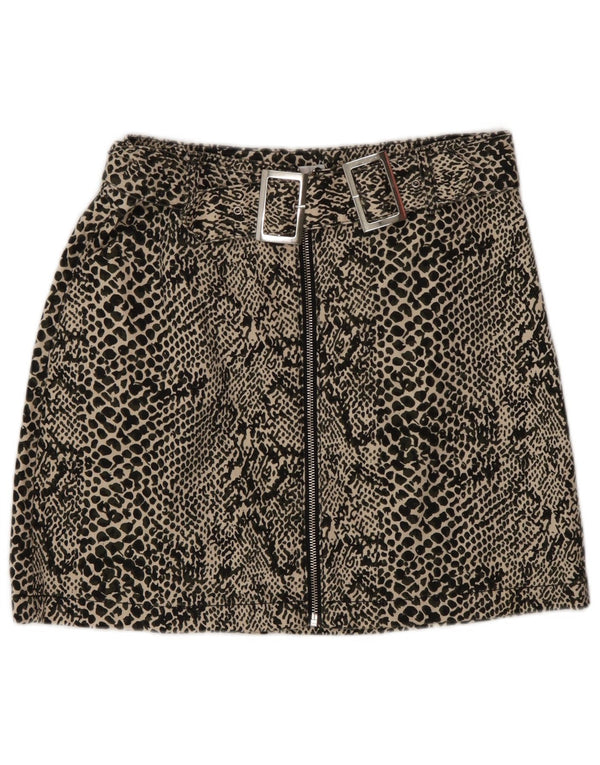 Topshop Womens Mini Skirt UK 12 Medium W30  Black Animal Print Cotton