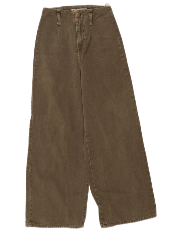 Zara Womens Wide Leg Jeans EU 32 2XS W22 L25 Khaki Cotton