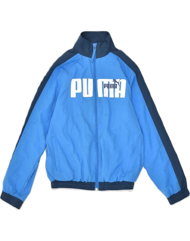 PUMA Boys Graphic Tracksuit Top Jacket 11-12 Years Blue Colourblock | Vintage Puma | Thrift | Second-Hand Puma | Used Clothing | Messina Hembry 