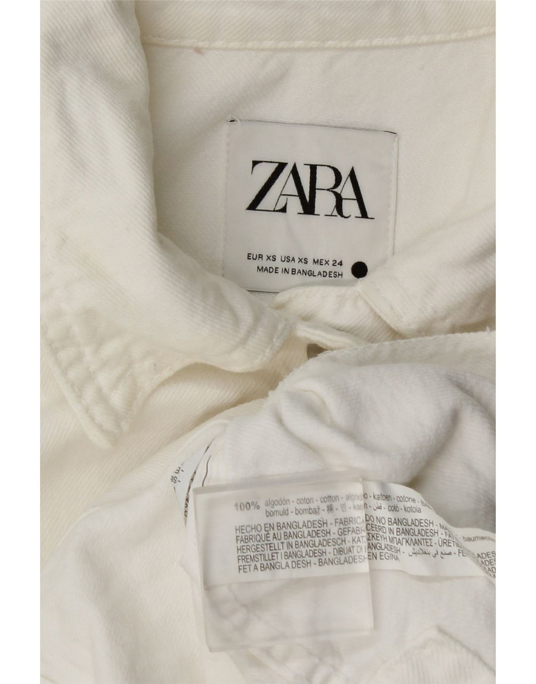 Zara Womens Oversized Denim Shirt UK 6 XS White Cotton