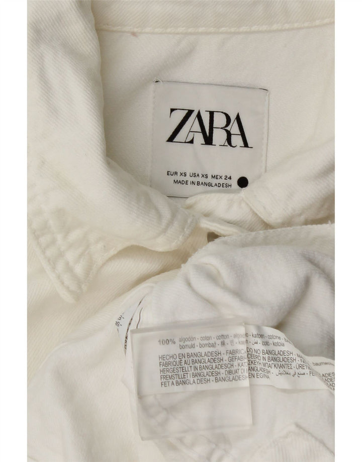 Zara Womens Oversized Denim Shirt UK 6 XS White Cotton