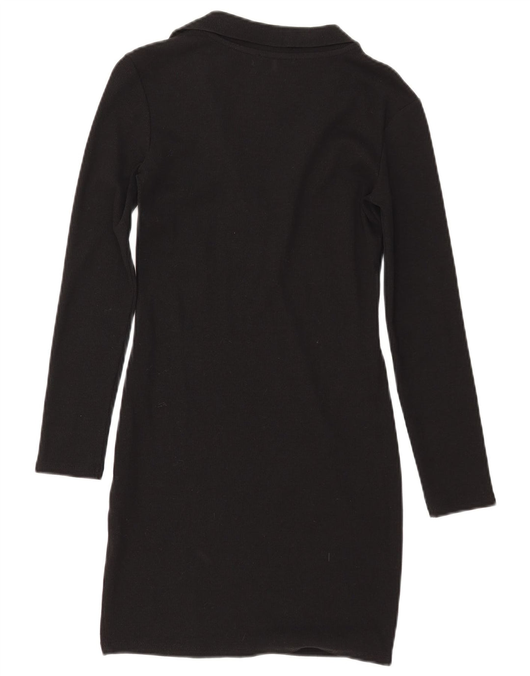 ZARA Womens Long Sleeve Polo Dress UK 12 Medium Black Cotton