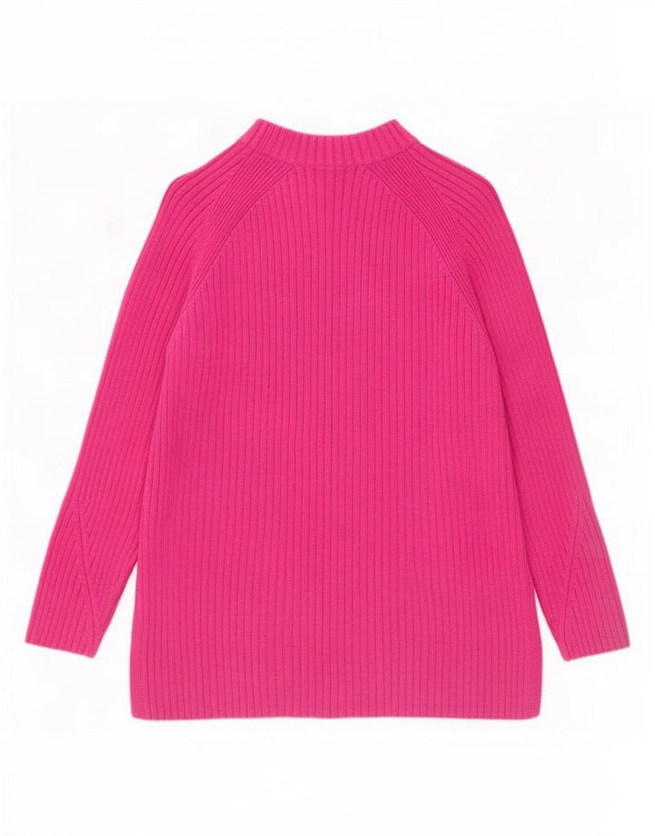 Marks & Spencer Womens Turtle Neck Jumper Sweater UK 14 Medium Pink Cotton
