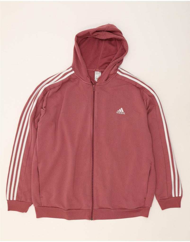 ADIDAS Mens Zip Hoodie Sweater 2XL Burgundy Cotton Vintage Adidas and Second-Hand Adidas from Messina Hembry 