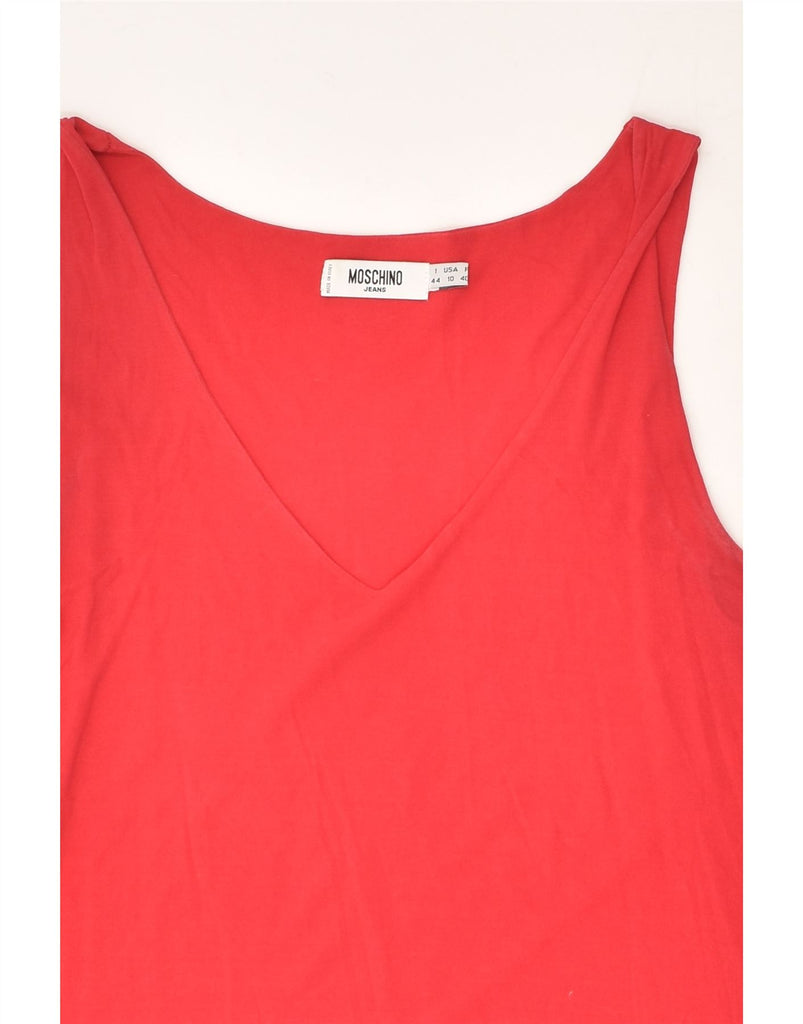 MOSCHINO Womens Sleeveless Blouse Top IT 44 Medium Red Cotton | Vintage Moschino | Thrift | Second-Hand Moschino | Used Clothing | Messina Hembry 