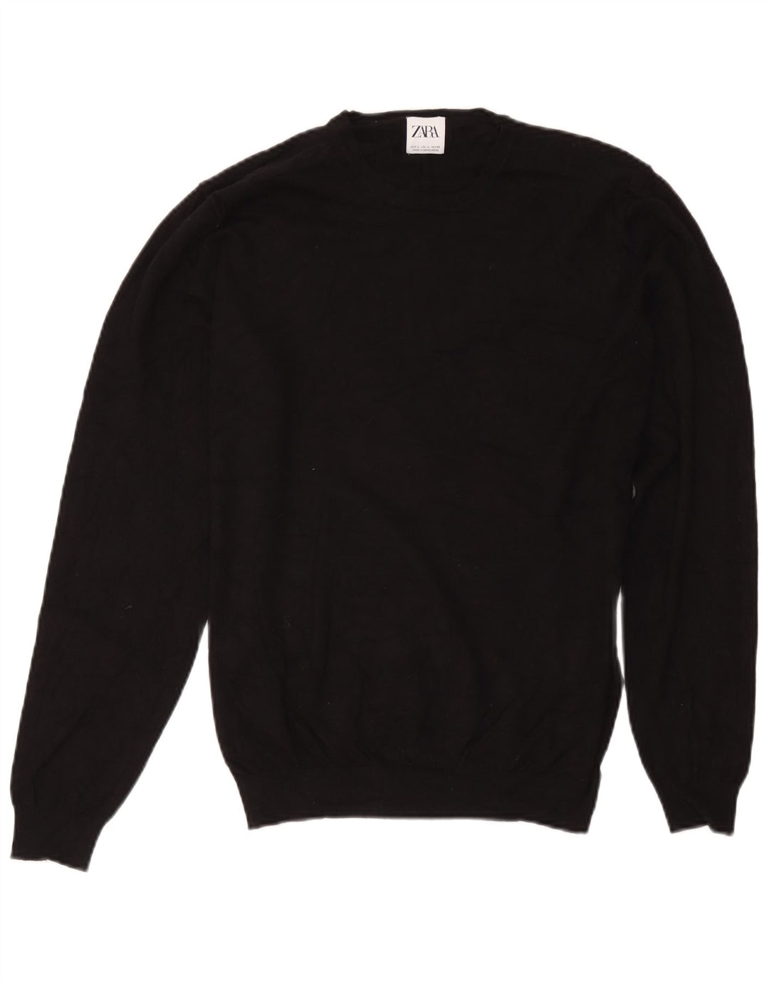 Zara Womens Crew Neck Jumper Sweater UK 14 Large Black