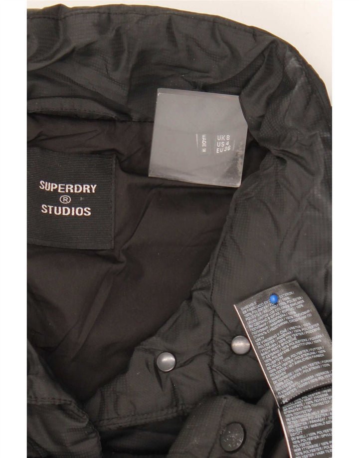 Superdry Womens Crop Padded Jacket UK 8 Small Black Polyester