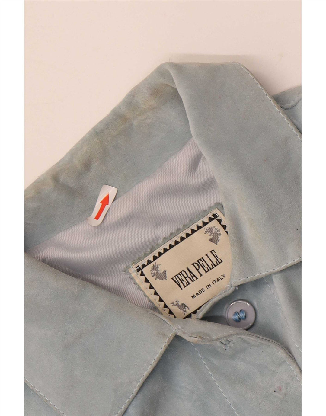 Vintage Womens 4 Button Suede Blazer Jacket UK 14 Medium Blue Leather