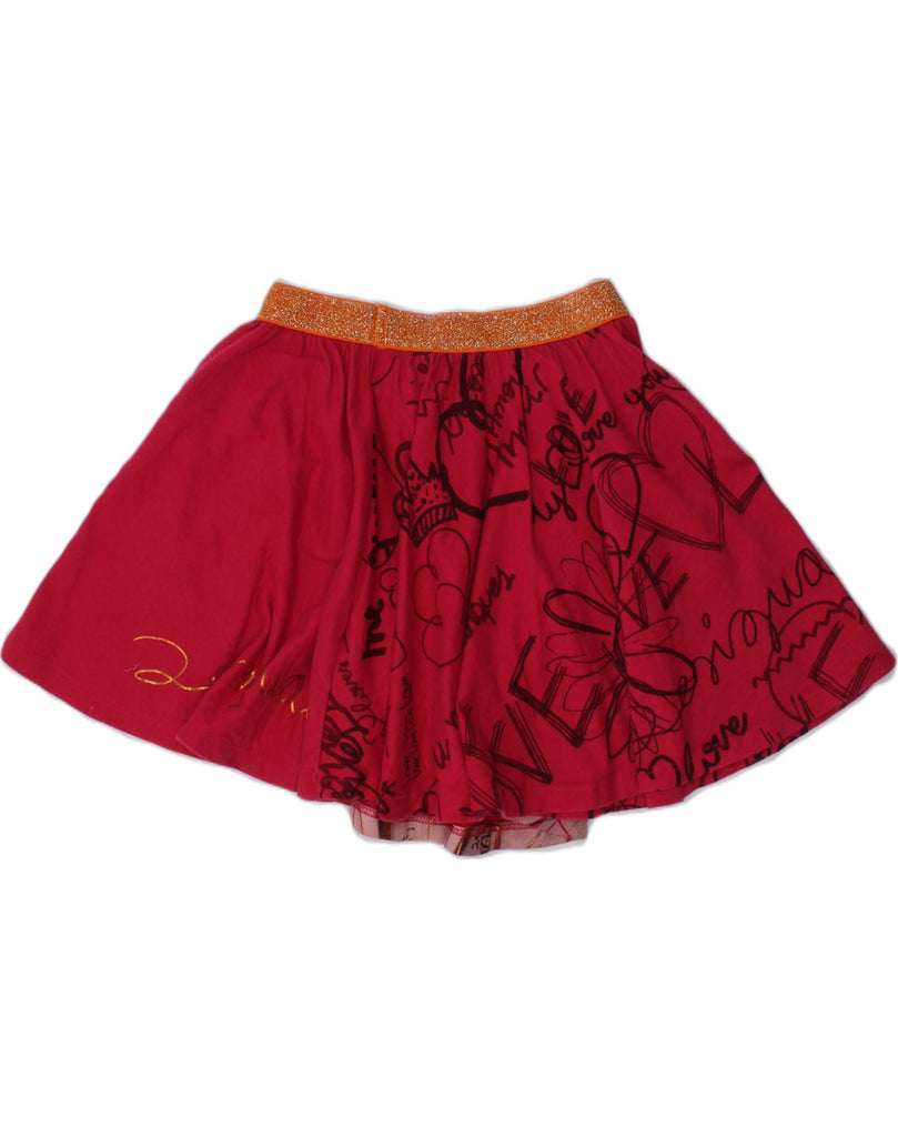 DESIGUAL Girls Graphic Circle Skirt 5-6 Years Red Floral Cotton | Vintage Desigual | Thrift | Second-Hand Desigual | Used Clothing | Messina Hembry 