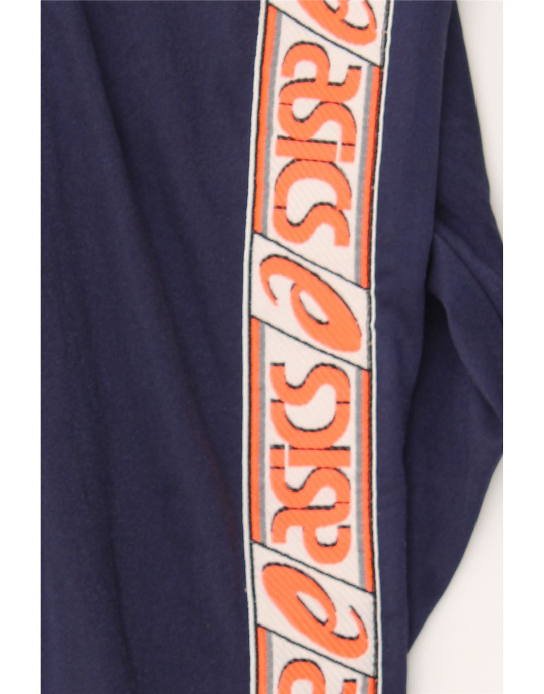 ASICS Mens Graphic Tracksuit Trousers Large Navy Blue Colourblock Vintage Asics and Second-Hand Asics from Messina Hembry 