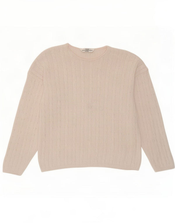 Marks & Spencer Womens Boat Neck Jumper Sweater UK 16 Large Pink Cotton