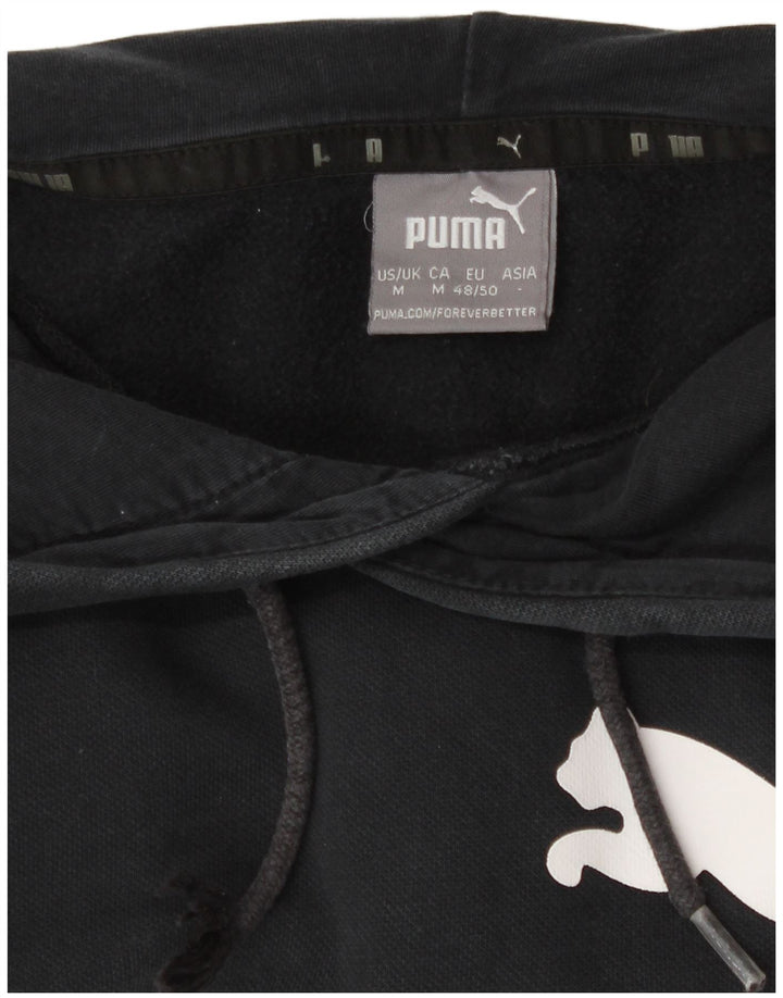 Puma Mens Graphic Hoodie Jumper Medium Black Cotton
