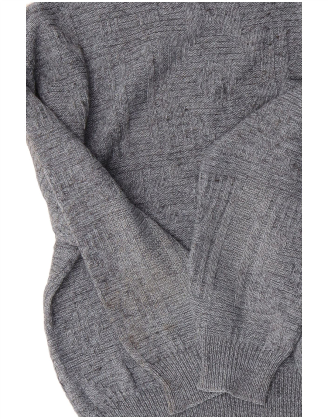 VINTAGE Mens Crew Neck Jumper Sweater Large Grey Acrylic