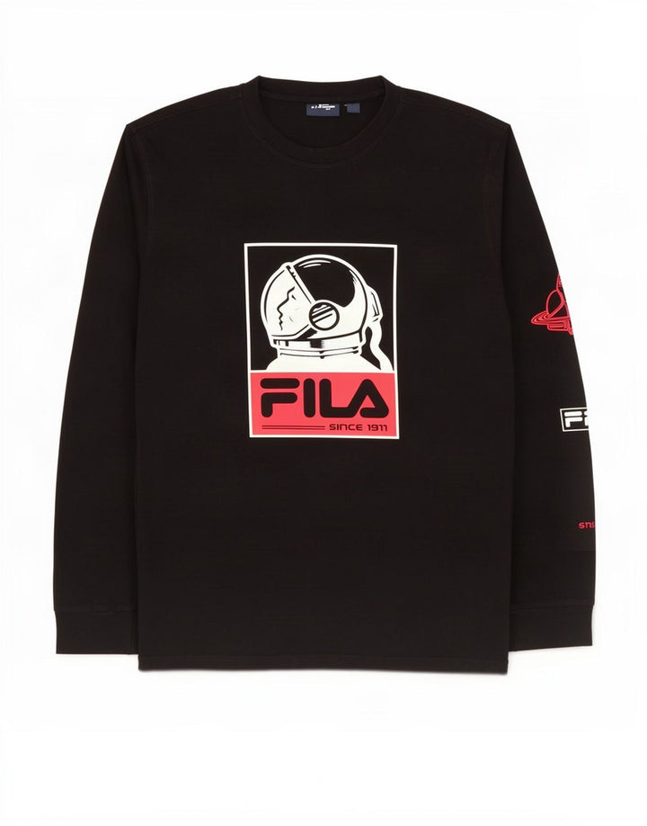 Fila Mens Graphic Top Long Sleeve Medium Black Cotton