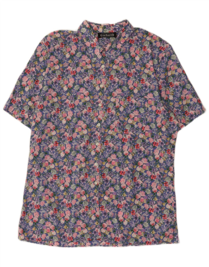 Cacharel Womens Short Sleeve Shirt UK 12 Medium Multicoloured Floral