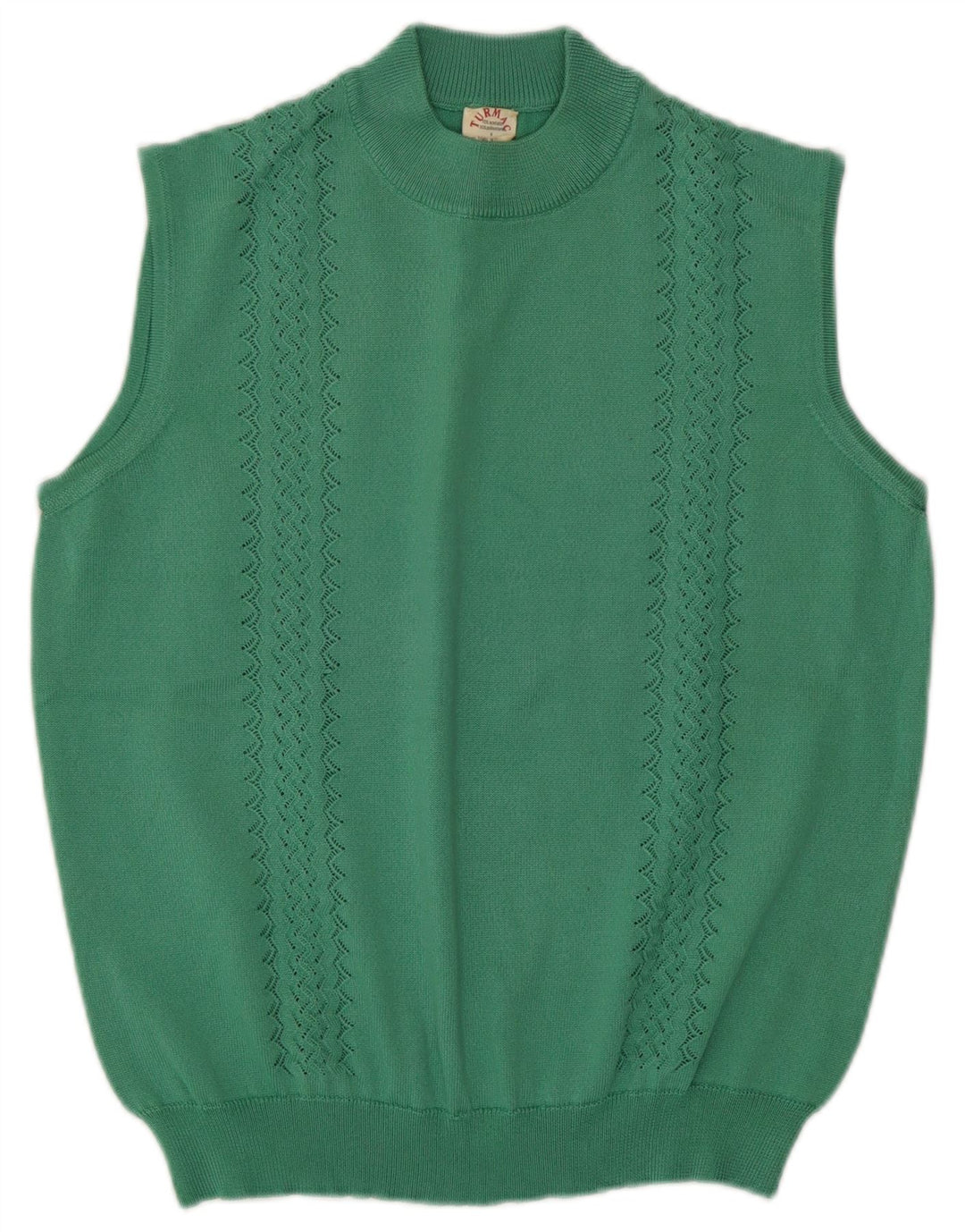 Vintage Womens Vest Tank Top UK 14 Medium Green Acetate