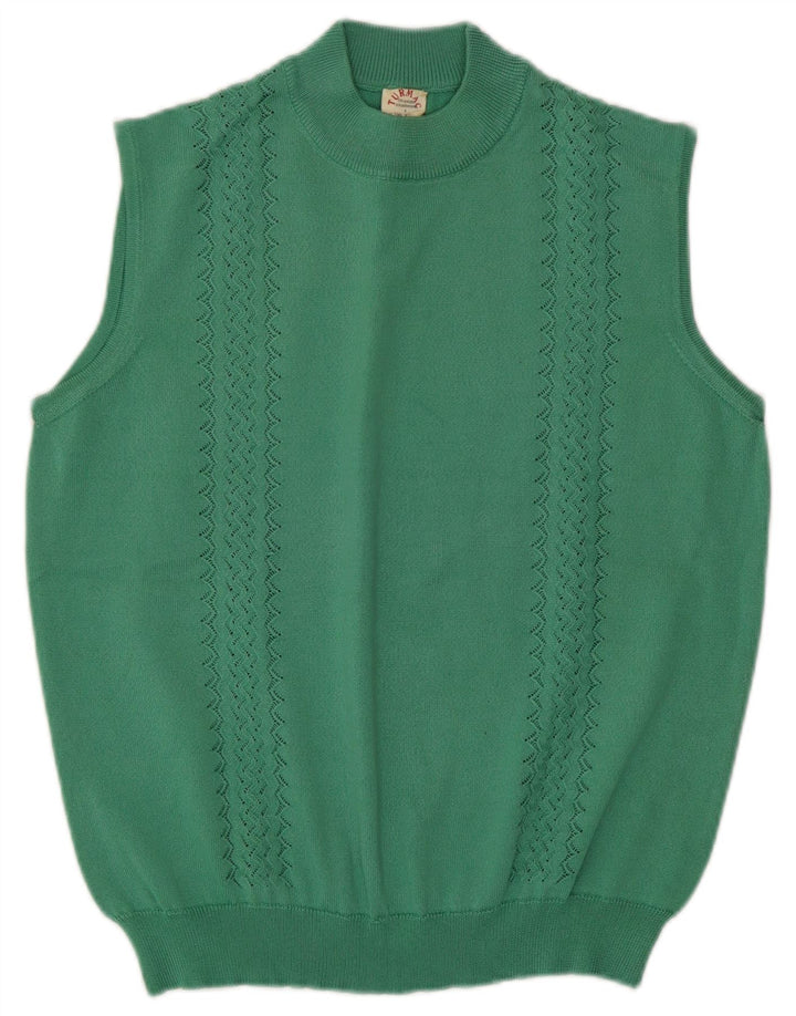 Vintage Womens Vest Tank Top UK 14 Medium Green Acetate