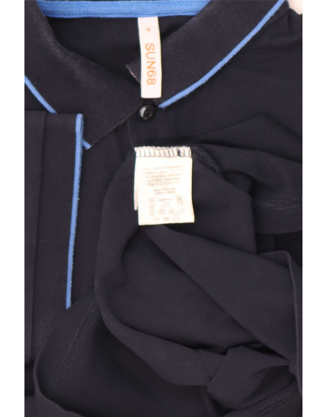 Sun68 Mens Polo Shirt Medium Navy Blue Cotton