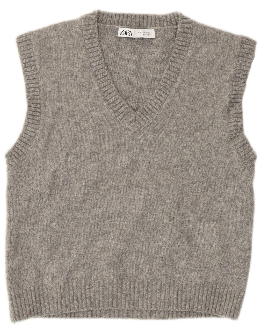 Zara Womens Crop Vest Tank Top UK 10 Small Grey