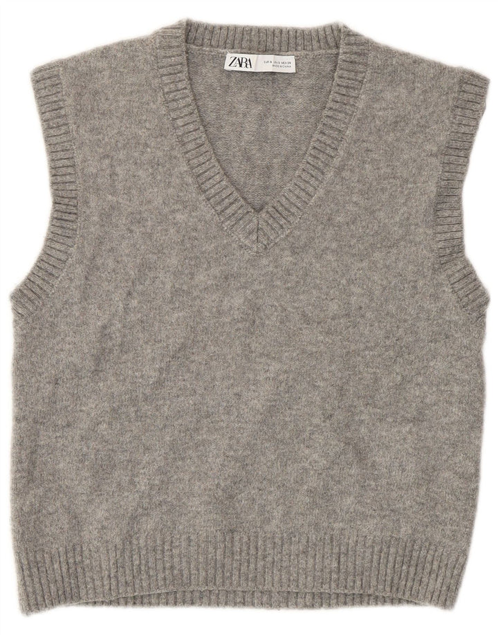 Zara Womens Crop Vest Tank Top UK 10 Small Grey