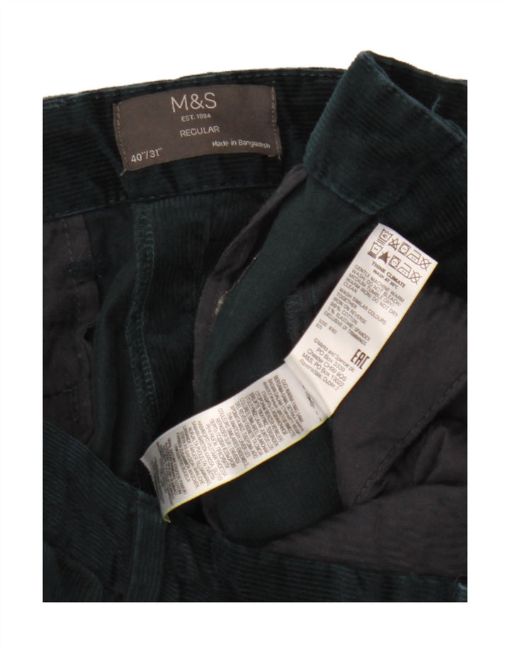 Marks & Spencer Mens Straight Regular Corduroy Trousers W40 L31 Green
