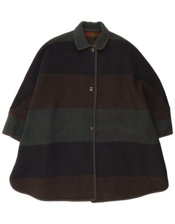 Vintage Womens Poncho Coat One Size Multicoloured Striped Wool