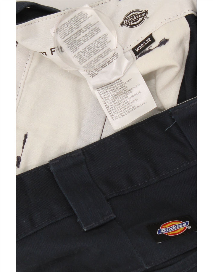 DICKIES Mens Slim Fit Chino Trousers W30 L26 Navy Blue Polyester