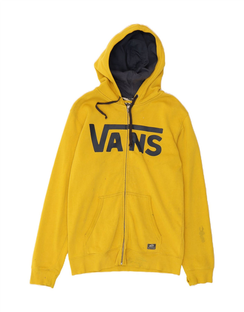 VANS Mens Graphic Zip Hoodie Sweater Small Yellow Cotton Vintage Vans and Second-Hand Vans from Messina Hembry 