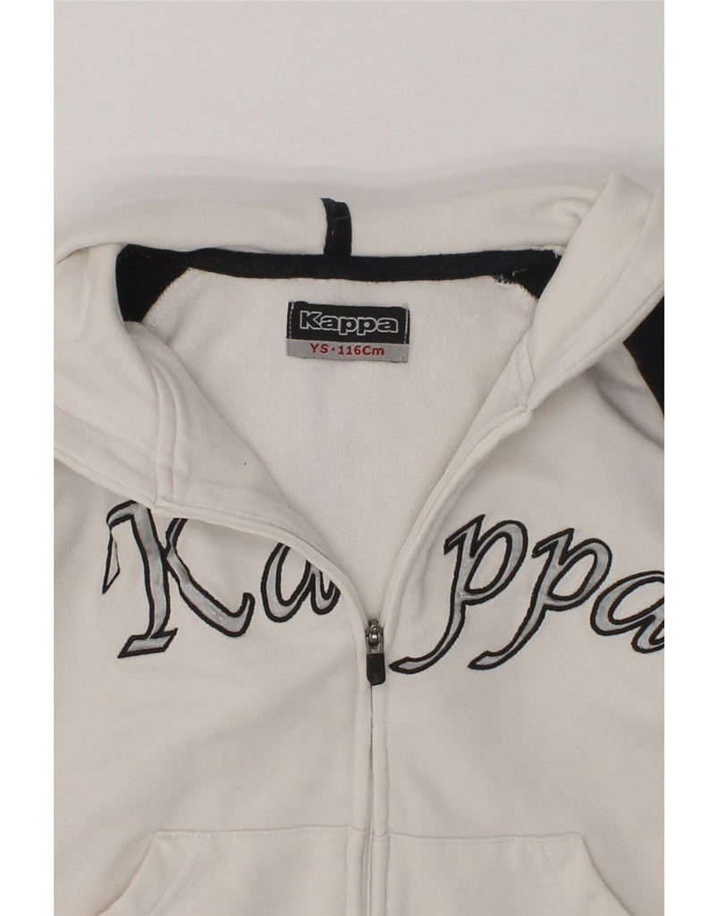 KAPPA Boys Graphic Zip Hoodie Sweater 5-6 Years Small White Colourblock | Vintage Kappa | Thrift | Second-Hand Kappa | Used Clothing | Messina Hembry 