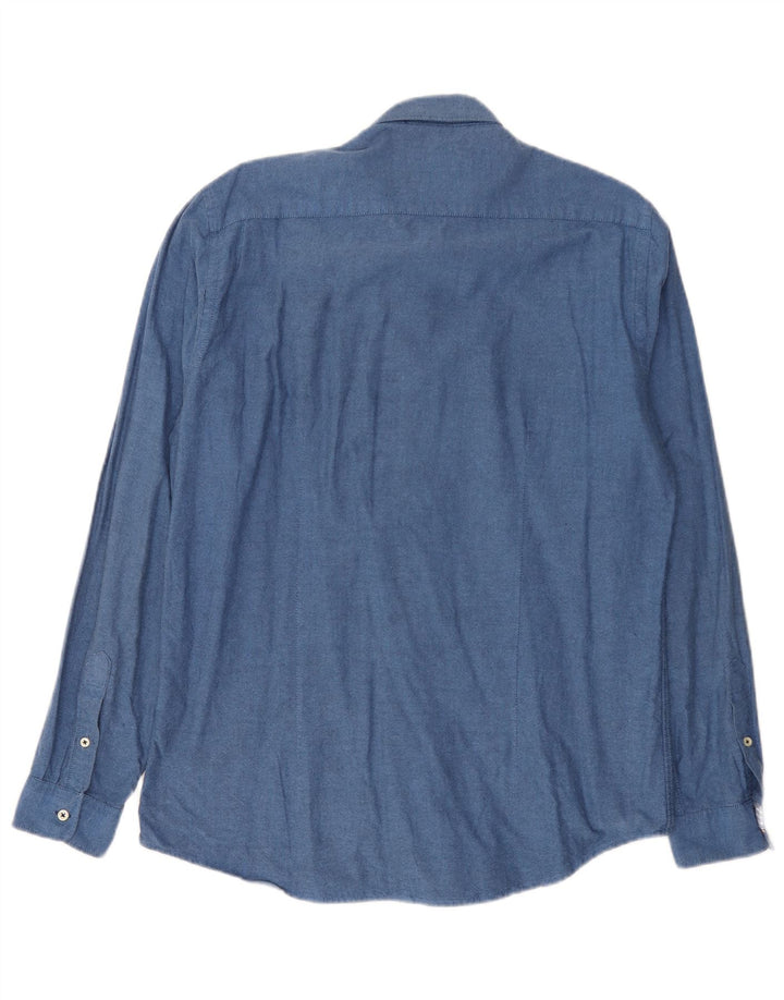 Zara Mens Slim Fit Shirt Large Blue Cotton